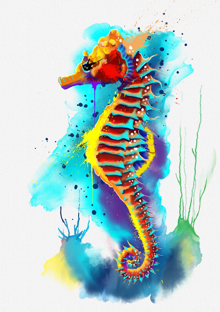 New piece in my Nature Series the happy Hippocampus just finished. 🐬🐳🐠

#anime #illustration #animeart #animelover  #animefan #watercolor #nature #comiccon #marine #tree #digitalart #painting #fish #seahorses #seahorse #sea #ocean #oceanart #marineart #hippocampus