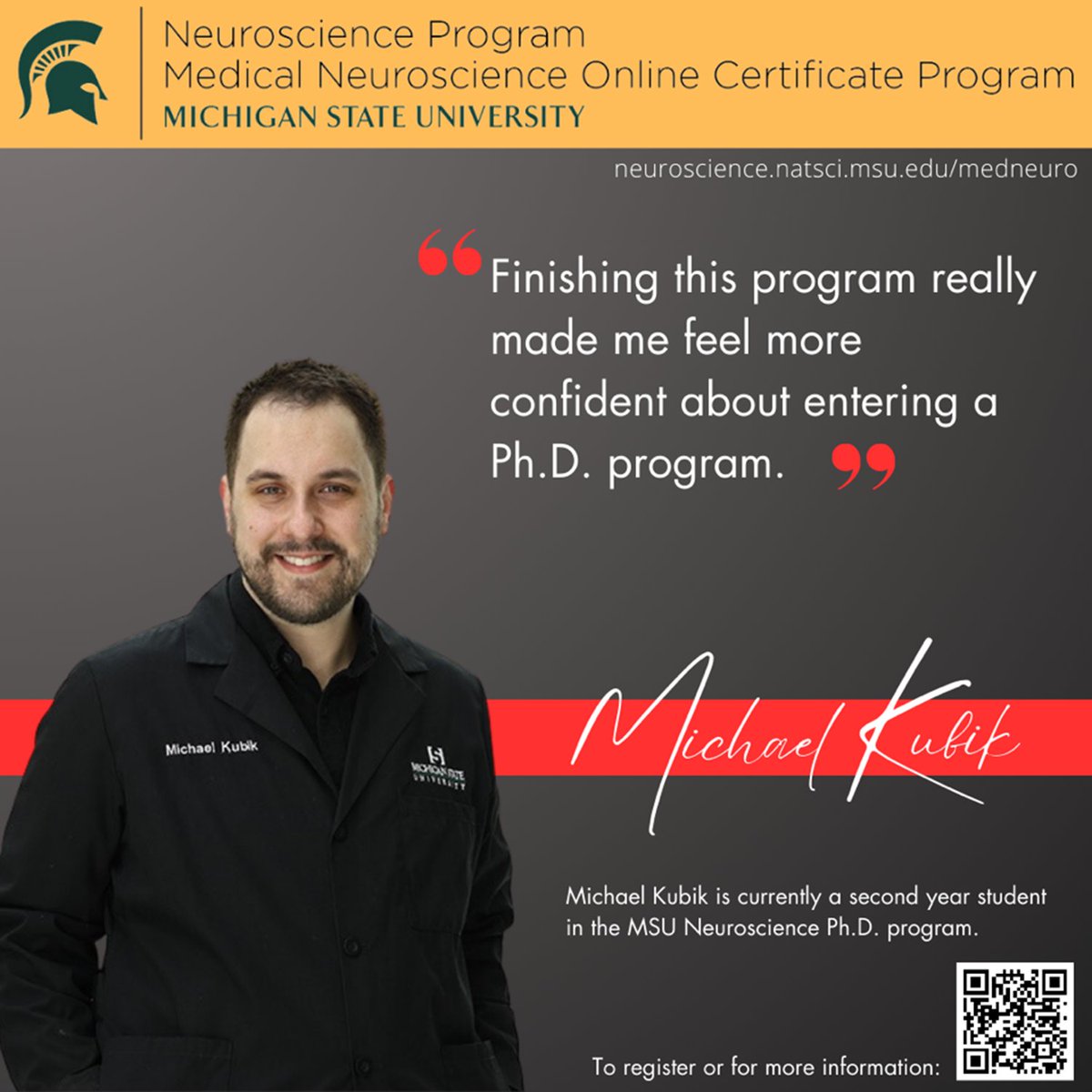 MSU’s Medical Neuroscience Online Certificate Program can help enhance your knowledge, boost your GPA, or prepare you for entrance exams to grad school. Apply by June 5! #neuroscience #neuroscience #neuroscienceonline #research #gradschool #onlineprogram #medicalschool #MCAT #phd
