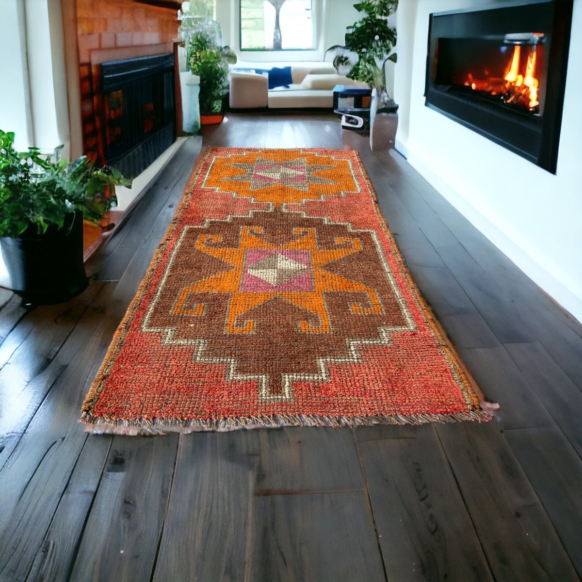 23HomeDesign's tweet image. Traditional Vintage Kurdish Herki Rug , 196 X 100 Cm