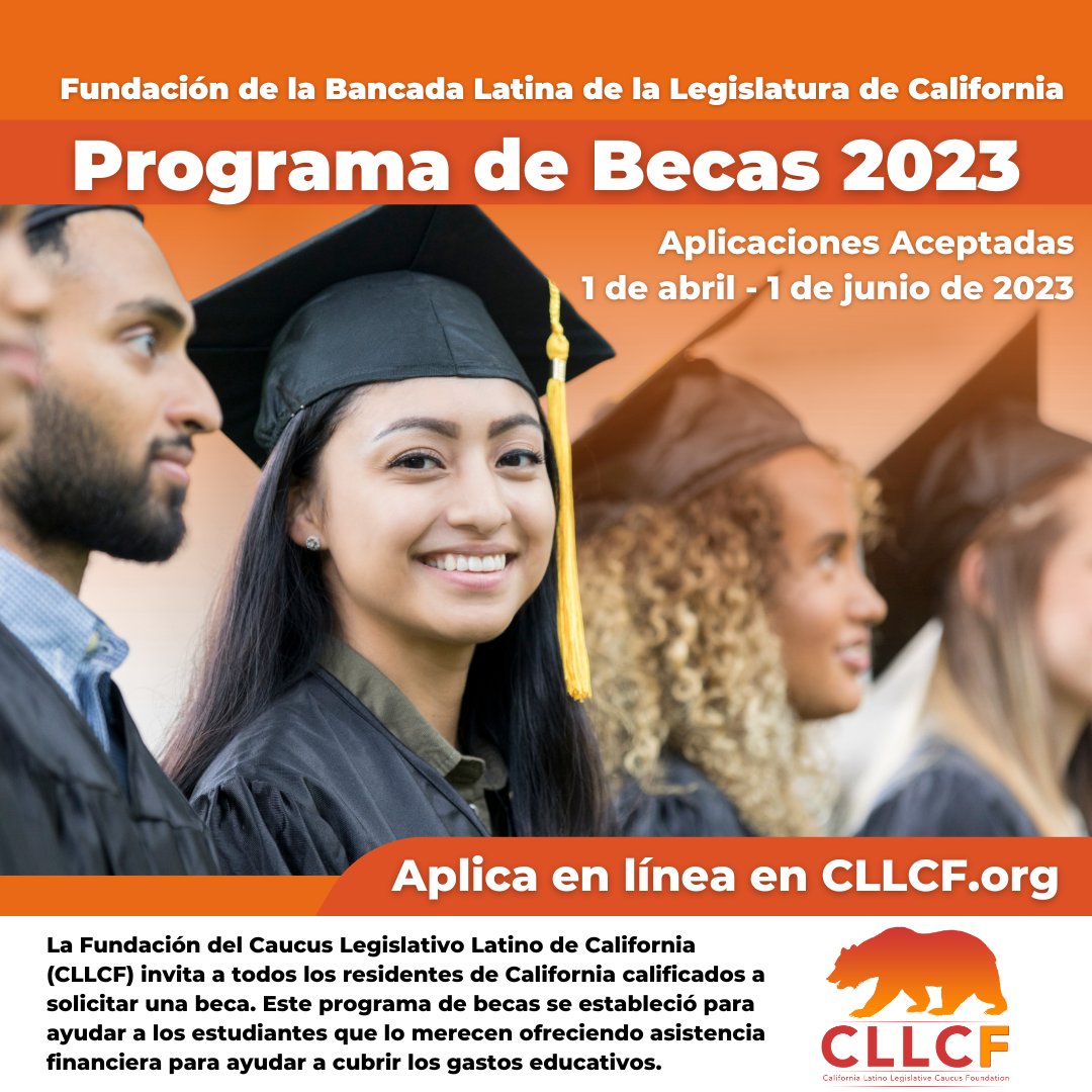 CADeptEd's tweet photo. 📢 Closing soon!
The @LatinoCaucus Foundation Scholarship Program is accepting online applications to receive a $5,000 scholarship to help pay for college expenses! The submission deadline is June 1❗
Visit https://t.co/CvLXJE1MIo for more information. #LatinoScholars #CLLCF https://t.co/qQy9xWG17J