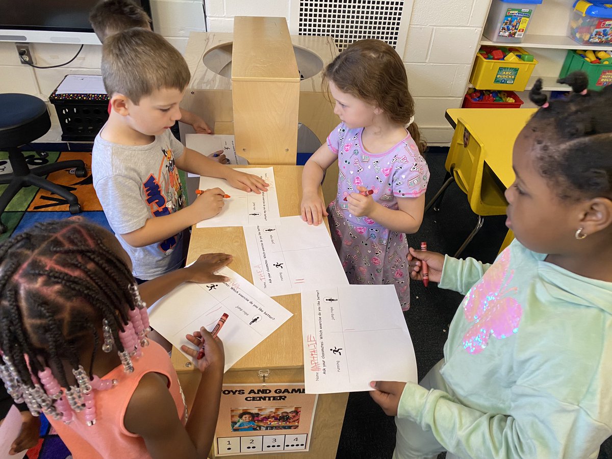 prekteachernj's tweet image. Running or jump rope? Students asked their classmates which of these exercises they like more and recorded the answers on a tally chart. They then counted the marks, wrote the number, and compared the results.✏️ #OTESpride #SpartanLegacy #welovemath