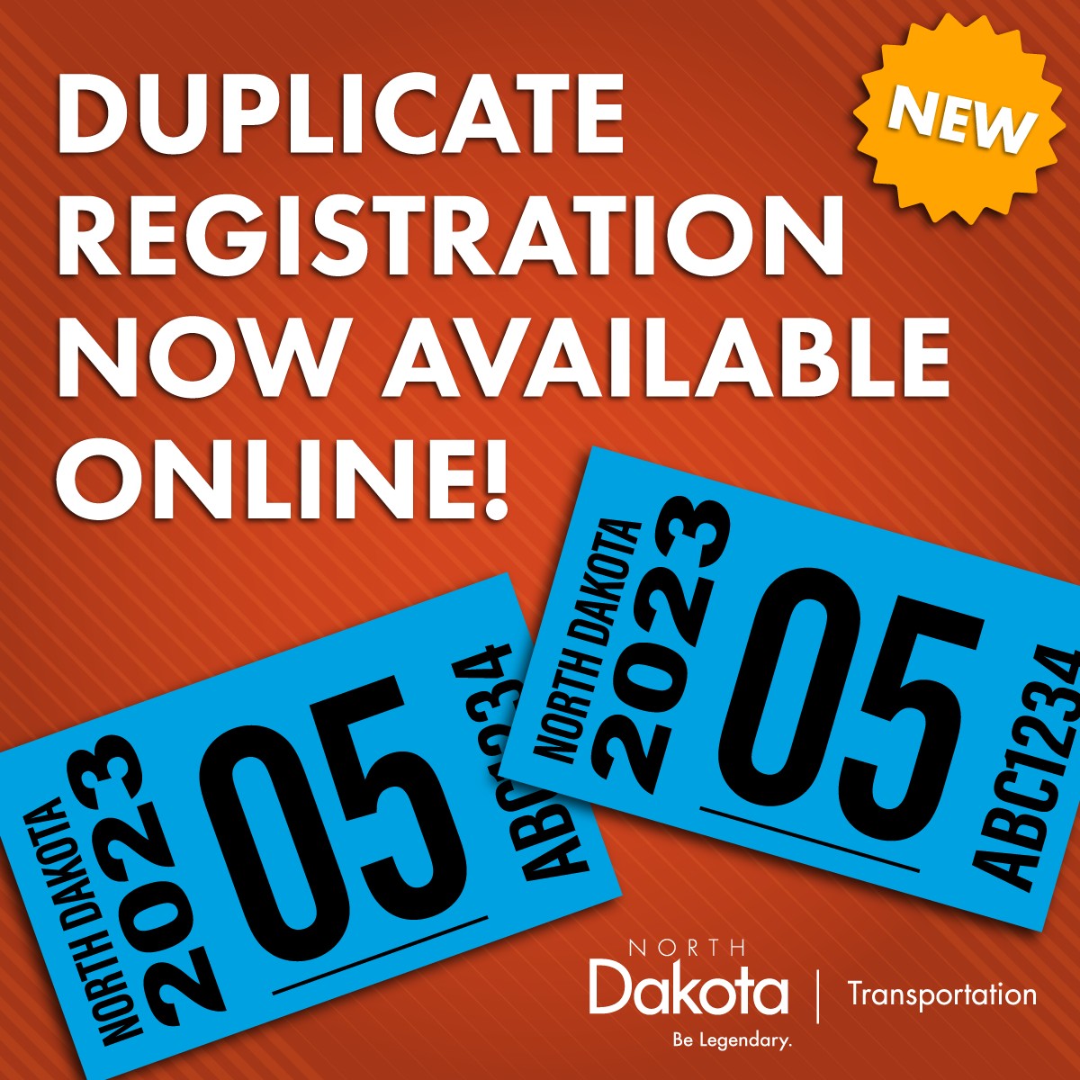 NorthDakotaDOT's tweet image. Did you misplace your registration card? Lose a sticker? Did you know you can now order duplicate registration cards and decals online? It's one of the ways we're working to serve you better. dot.nd.gov #NDRoads #Convenience #NewService