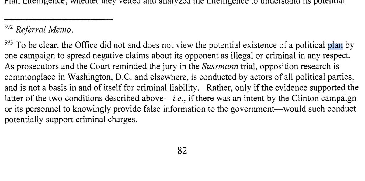 The Durham Report notes that it is a crime to knowingly provide false information to the government, which seems to be exactly what Hillary Clinton and her campaign did with the Russia Russia Russia hoax. 