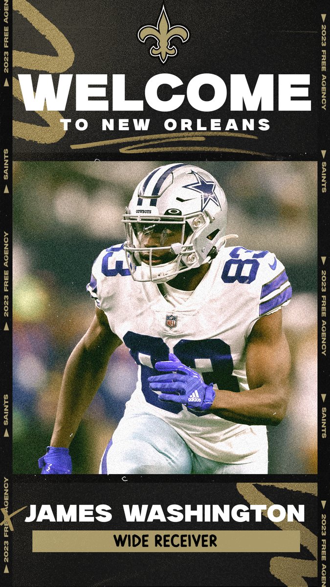 Saints's tweet photo. Welcome WR James Washington, DB Adrian Frye, and RB Ellis Merriweather to the #Saints! 🙌 https://t.co/Jn1TuOXmHy