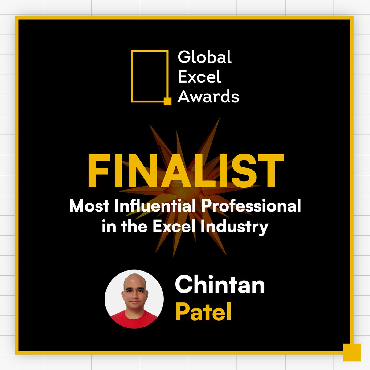 Thanks to <a href="/ExcelSummit/">Global Excel Summit</a> , I am now a finalist in the Most Influential Professional in the #MicrosoftExcel Industry category &amp; MVP in the Making category as part of the #GlobalExcelAwards . Voting for finalists are open till 06/04. You may vote for me here:
globalexcelsummit.com/global-excel-a…