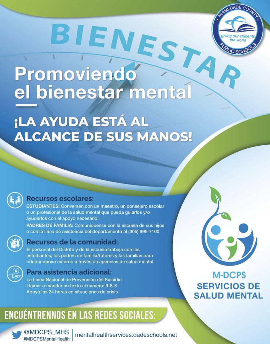 CounselorFlagam's tweet photo. The Department of Mental Health Services will continue to support students and families throughout the summer @MDCPS_MHS @FlagamiSchool https://t.co/xDO6P32DaL
