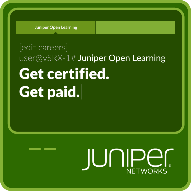 HPE_Networking's tweet photo. It's never too late to start learning. 📚 

Explore our free certification opportunities and start building your networking career today with Juniper Open Learning.