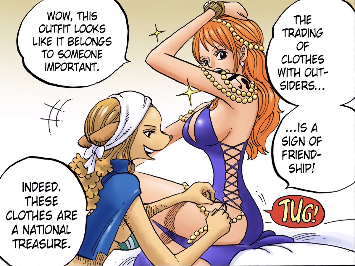 RDT_OG's tweet photo. #ONEPIECE1084

So Queen Lily had her own adventure just like Vivi wishes for herself? 
It seems the dress Nami wore at Zou is probably Queen Lily’s and for that reason, the Mink tribe considers it a National Treasure. 

#ONEPIECE1084SPOILERS #ONEPIECE https://t.co/VSgjqgMugv