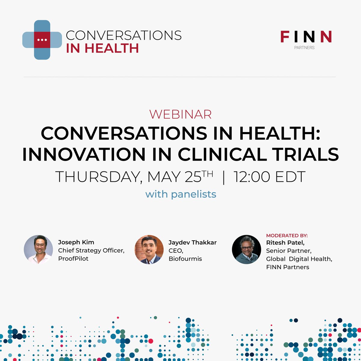 ritters90's tweet photo. Our next Conversations in Health Monthly webinar is all about Innovation in Clincial Trials - this is going to be great - register here:  https://t.co/th0J6plw8H https://t.co/IvYk53PgfH