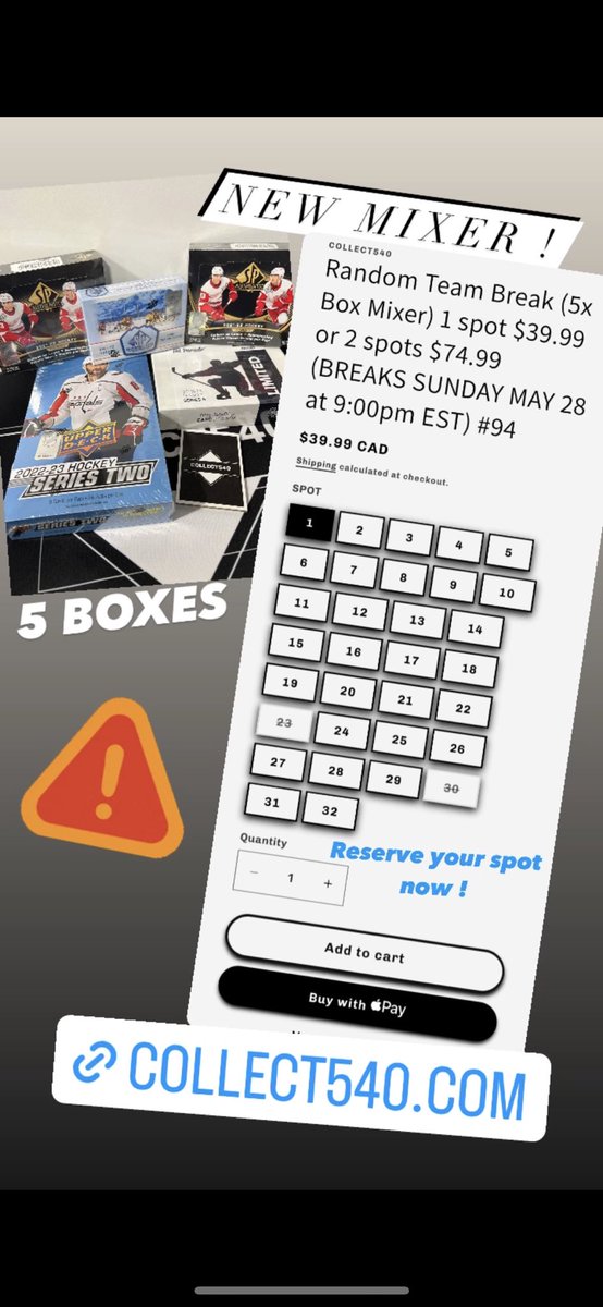 collect540's tweet photo. New Mixer is up! Reserve your spot now on our website! https://t.co/BLKQWFXHm4 #hockey #hockeybreaks #hitparade #spauthentic #futurwatchauto #breaks #boxbreaks #hockeyboxbreaks #hobby #breaks #upperdeck #spgu #hockey #sports #nhl #collectors https://t.co/fWgZ46YaUD