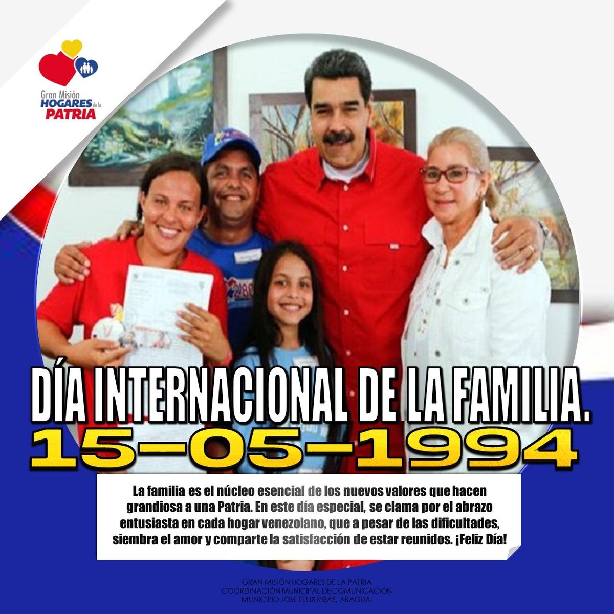 Las #Familias residen en su capacidad de formar hogares que protegen a sus integrantes. Casas con cimientos, con valores, ideas, creencias, sentimientos y costumbres. #Union <a href="/NicolasMaduro/">Nicolás Maduro</a> <a href="/PartidoPSUV/">PSUV</a> <a href="/gmhogarespatria/">Gran Misión Hogares de la Patria</a>