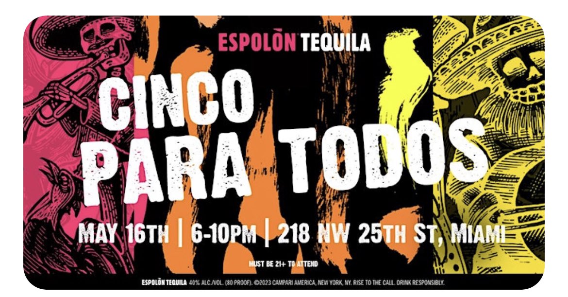 #May16 #EspolonTequila #Miami #Rsvp #FreeTequila Must be 21 to attend @EspolonTequila #MoreInfo >> eventbrite.com/e/espolon-tequ…