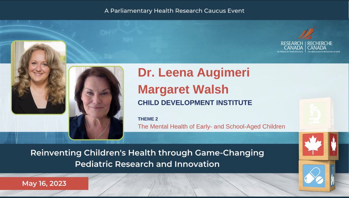 Looking forward to @ResearchCda Parliamentary #HealthResearchCaucus tomorrow exploring game-changing pediatric health research & innovation!
@SNAP_CDI is being highlighted #evidencebasedsolutions
#childrensmentalhealth
#childrenshealth 
rc-rc.ca/health-researc…