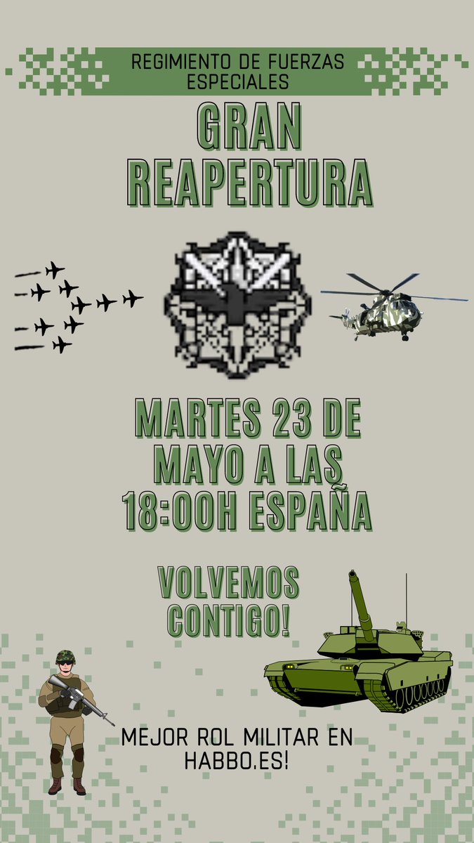 SORTEAZO DE REAPERTURA!!🥰🥰
100 Créditos al Ganador

Requisitos: 
1.- Seguirnos, <a href="/EjercitoRfe/">Regimiento de Fuerzas Especiales</a>
2.- Dar RT

🥳El Ganador/a se dará el 23 de Mayo🥳