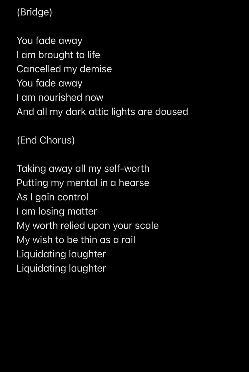 schizo_bunny's tweet image. #OSFEDrecovery #OSFED #atypicalanorexia #atypicalanorexiarecovery #Recover #recovery #songwriter #songwriters #SongwritersOfTwitter #lyrics #lyricsist #WritingCommmunity #writersoftwitter #song #songaboutrecovery #wedorecover