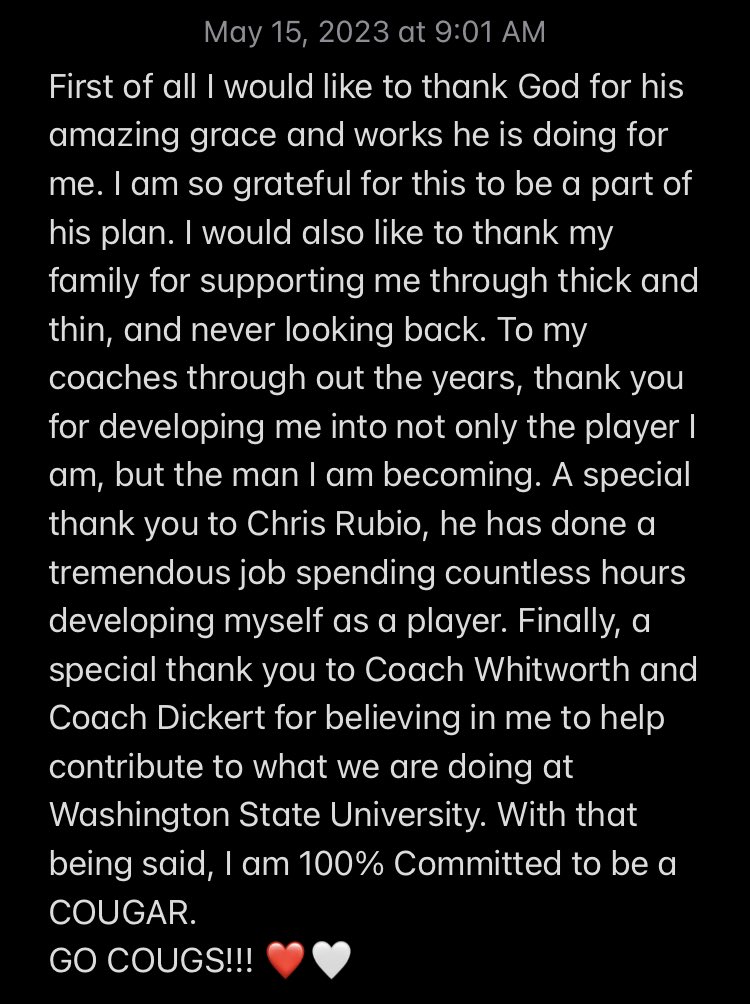 SeanBures's tweet image. COMMITTED!!! I am blessed to say that I am 100% Committed to Washington State University! Let’s get to work! GO COUGS!!! ❤️🤍
@WhitworthN @CoachDickert @TheChrisRubio @rams_north @RegJones20