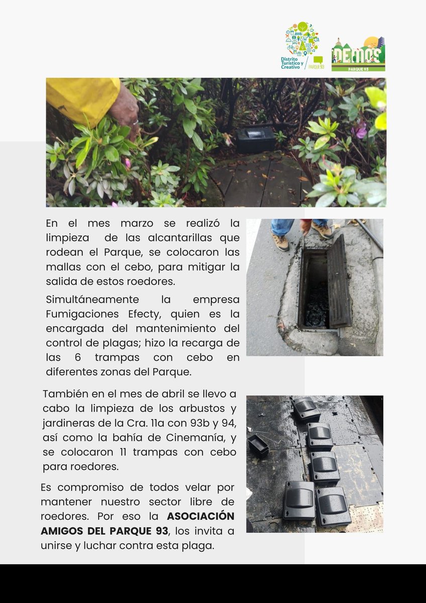 Es compromiso de todos velar por mantener nuestro sector libre de roedores. Por eso la ASOCIACIÓN AMIGOS DEL PARQUE 93, los invita a unirse y luchar contra esta plaga.