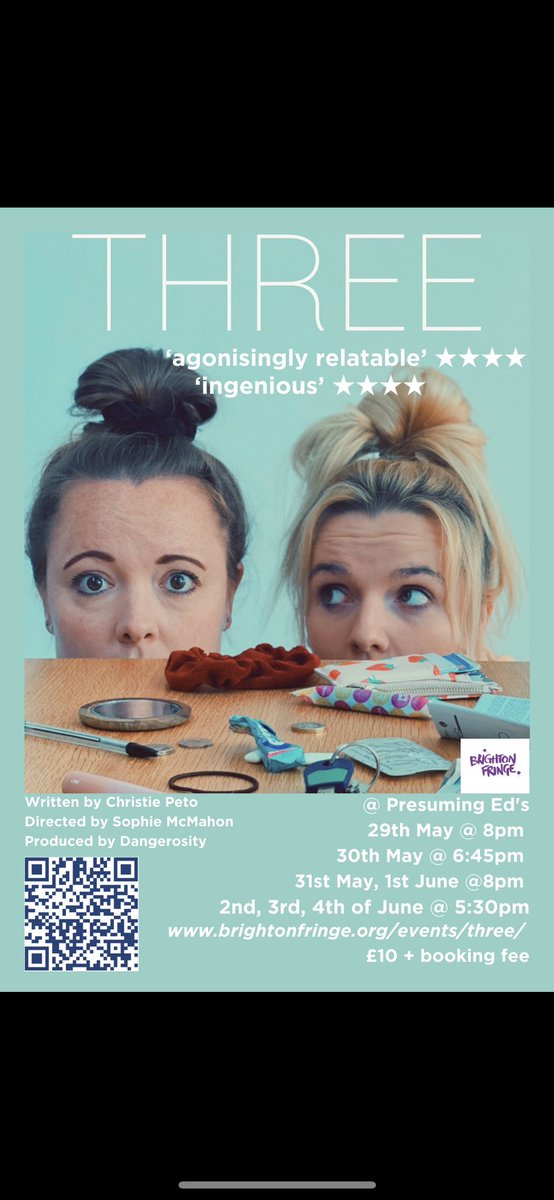 BRIGHTON FRINGE GIVEAWAY 😍

We are going to the Brighton Fringe from 29/05 - 03/06 🔥 

Join us for this raw, relatable and heartwarming dark comedy. 

We are giving away a pair of FREE TICKETS to our show THREE 🎟️

See how to enter the giveaway in the comments below ⬇️