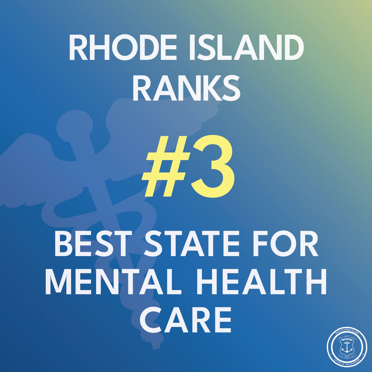 Proud to see Rhode Island ranked as the 3rd best state for mental health care by Forbes Advisor. Thank you to our health care professionals and advocates who have worked hard to prioritize these services.