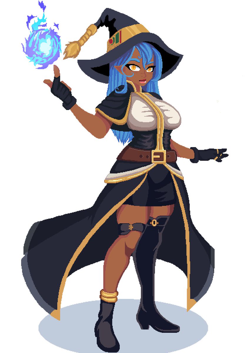 Yeah this is weird because I haven’t posted anything in a very long time but I’m been getting back into art so I guess I’m gonna try posting more. 

Here a cute drawing of a elven witch named Penelope with the Cerulean hair. #pixelart