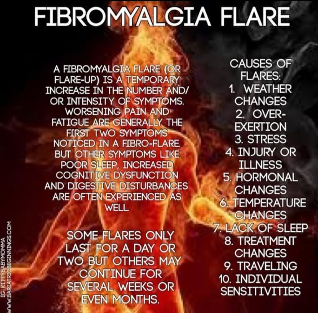 Many things trigger
flare-ups, everyone is different, and everyone is affected differently...#weatherchanges
#overexertion #stress #illnessorinjury
#hormonalchanges #tempaturechanges #lackofsleep #treatmentchanges #traveling
#individualsensitivies #fibrosupportbymonica