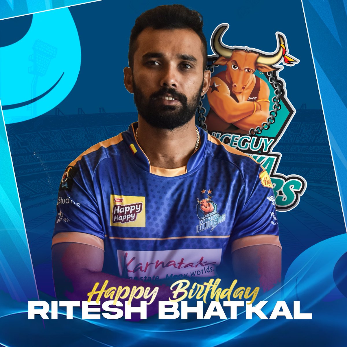 'A coach is someone that sees beyond your limits and guides you to greatness!' Wishing our head coach Ritesh Bhatkal, a very happy birthday, we wish him loads of success in the upcoming years! 🎂 #KarnatakaBulldozers #RiteshBhatkal #HeadCoach #CCL #CelebrityCricketLeague