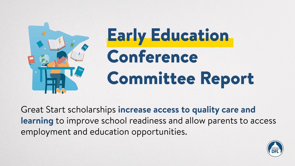 MN House passed the Early Learning Budget Conference Committee Report. Child care and early learning are essential to our economy, allowing parents to work, employers to expand, & children to thrive. Investments in the early years have the biggest payoff! #AllinforKids!