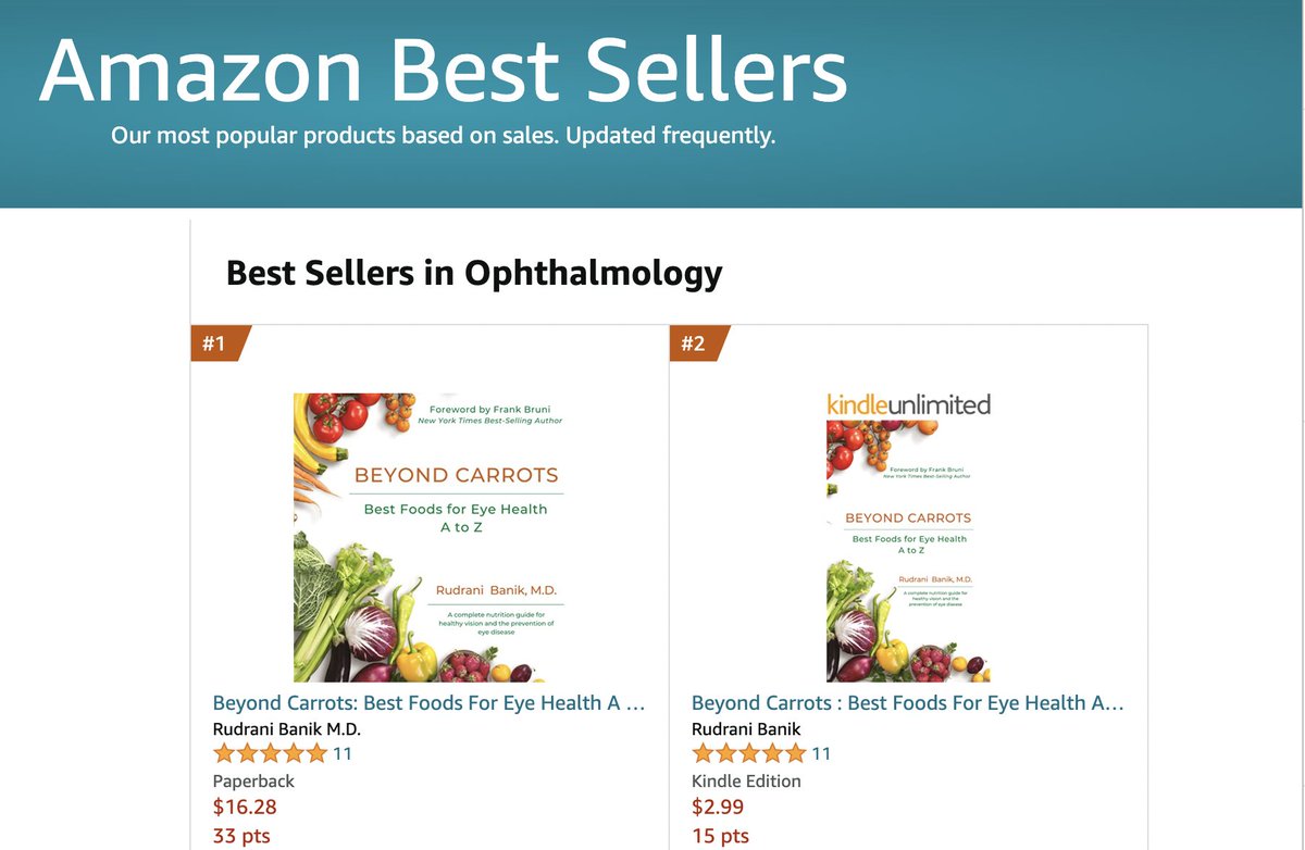 I am so excited that my new book, "Beyond Carrots - Best Foods For Eye Health A to Z," is now available on Amazon in paperback and Kindle. It's all about nutrition for eye health. If you care about keeping your eyes healthy, take a look! Your eyes will be forever grateful!