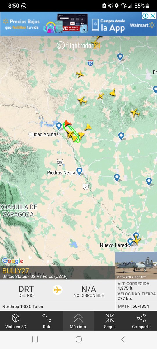 chuysantos's tweet photo. 5 Jets dando vueltas cerca de la frontera https://t.co/3HTPtqXqZC