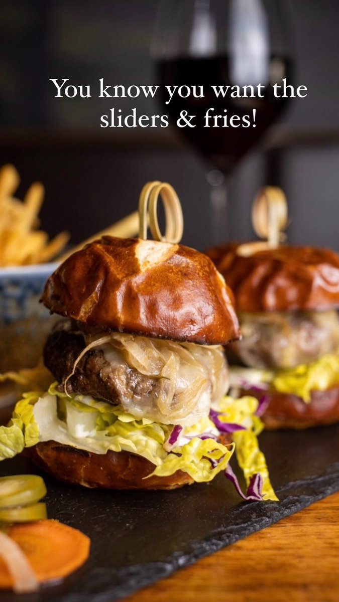 Happy #NationalSliderDay! We like ours with gooey cheddar, grilled onions, fennel, with salt &amp; vinegar aioli, little gem red cabbage. Suggested Pairing: 2019 <a href="/CultivarWine/">Cultivar Wine</a> Cabernet Sauvignon North Coast or 2018 Cultivar Leaky Lake Cabernet Sauvignon, Napa Valley  #sliderday