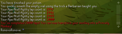 RonovoR's tweet image. Finally, I never have to run another lap on the Ape Atoll course. Got the green slot for Monkey Backpacks. Still going to wear the Kruk Jr one though. Looks too badass. #osrs #collectionlog