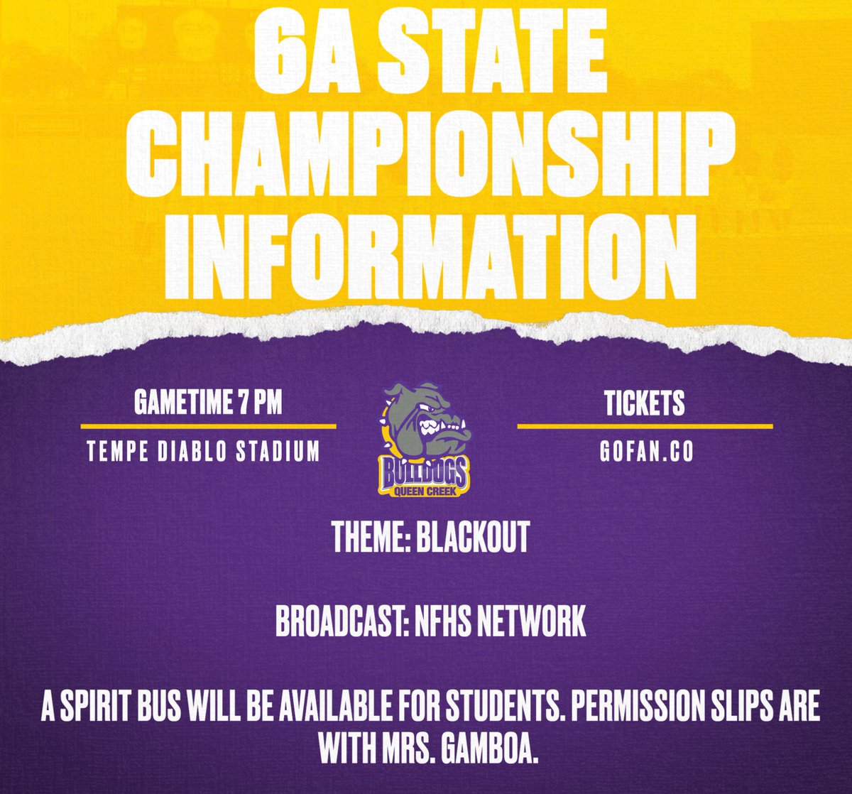 Broadcast & Ticket information for the state championship tomorrow ⚾️⚾️⚾️ There will be a spirit bus for students. For more information go to @bulldogstuco. #qcusd #QCleads @QCUSD_Athletics @QCHS_Baseball