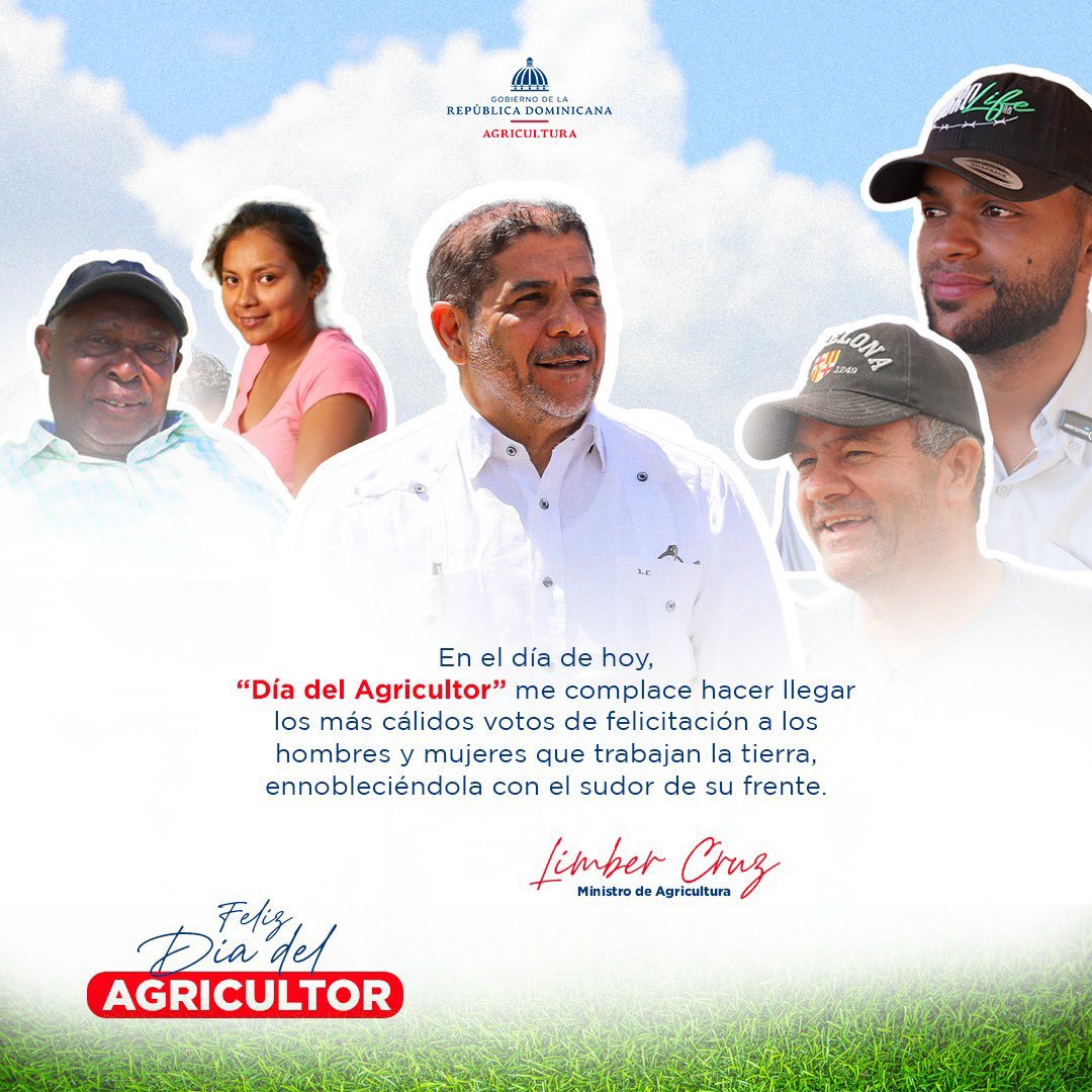 AgriculturaRD's tweet photo. Hoy celebramos a nuestros hombres y mujeres que se dedican a la producción agrícola. A ellos le reconocemos por la gran importancia, trabajo y compromiso que tienen en nuestros campos.
#Agricultura 
#FelizDiadelAgricultor https://t.co/tGLXMoCYm9