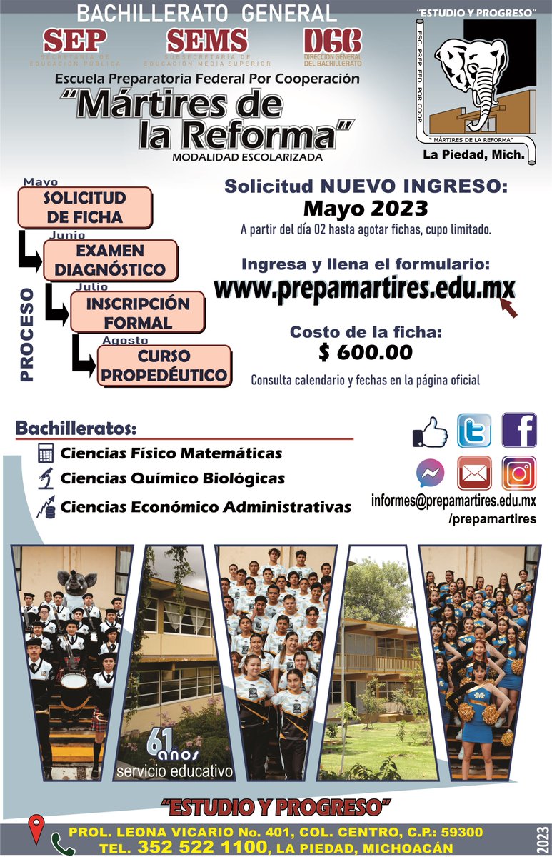 prepamartires's tweet photo. === FICHAS NUEVO INGRESO Ciclo escolar 2023 - 2024 === Ingresa a la página https://t.co/pwOsjbiVGy, lee instrucciones, llena formato y realiza el pago en la escuela. https://t.co/v2uMzaqXDA