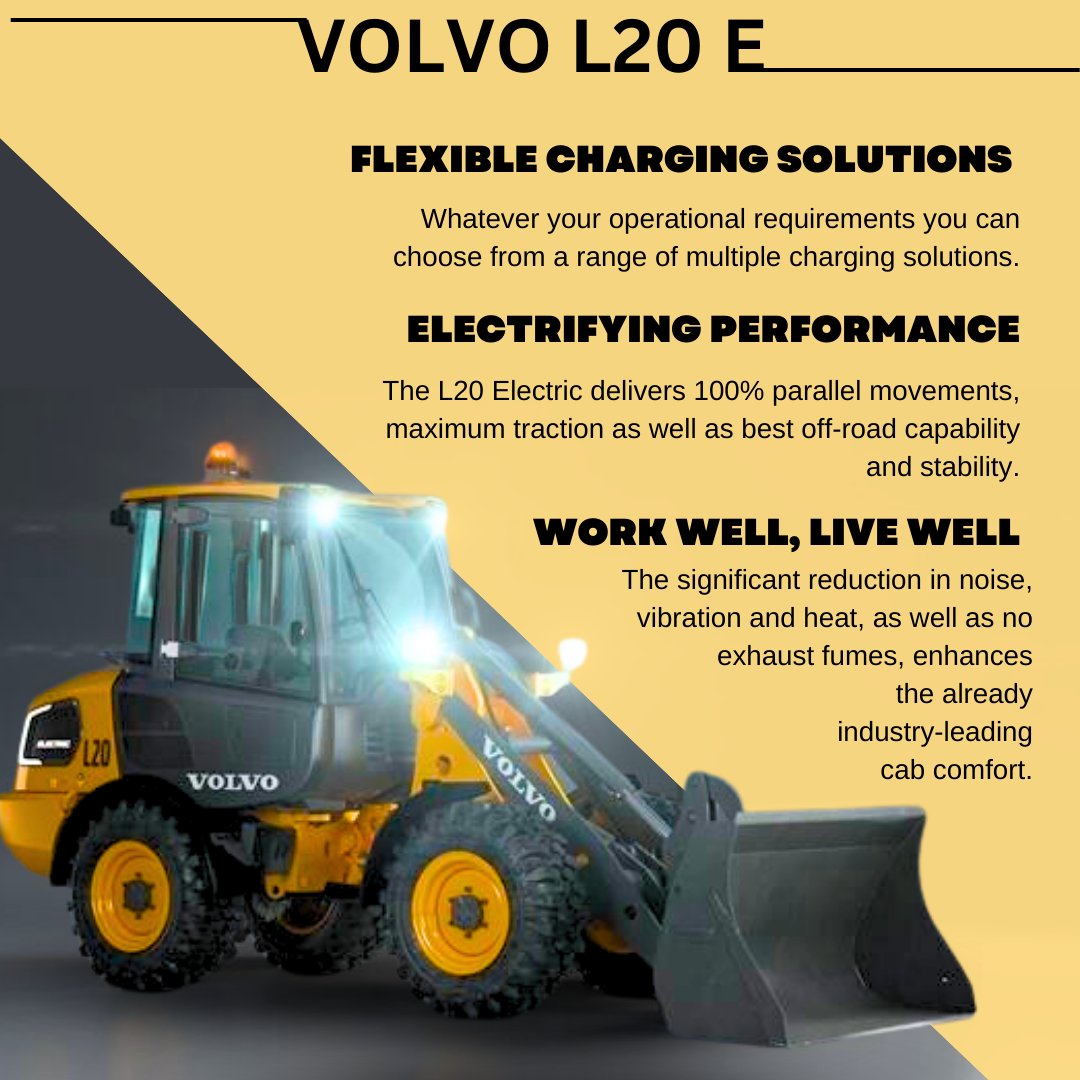 PODMachines's tweet image. It’s Machine Monday !!

Today&apos;s machine of the week is the Volvo L20 Electric!

Delivering the ultimate in sustainable, efficient and low-noise performance 💪

Pat O&apos;Donnell &amp;amp; Co.
patodonnell.com

#volvoce #volvoscoop #volvoloader #construction #machinery