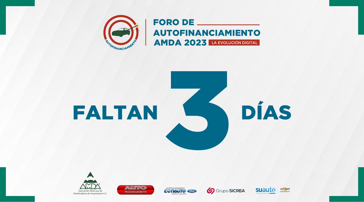 AMDAMX's tweet photo. #EventosAMDA
La cuenta regresiva para nuestro foro de autofinanciamiento comenzó. https://t.co/eYbXPxCzOJ