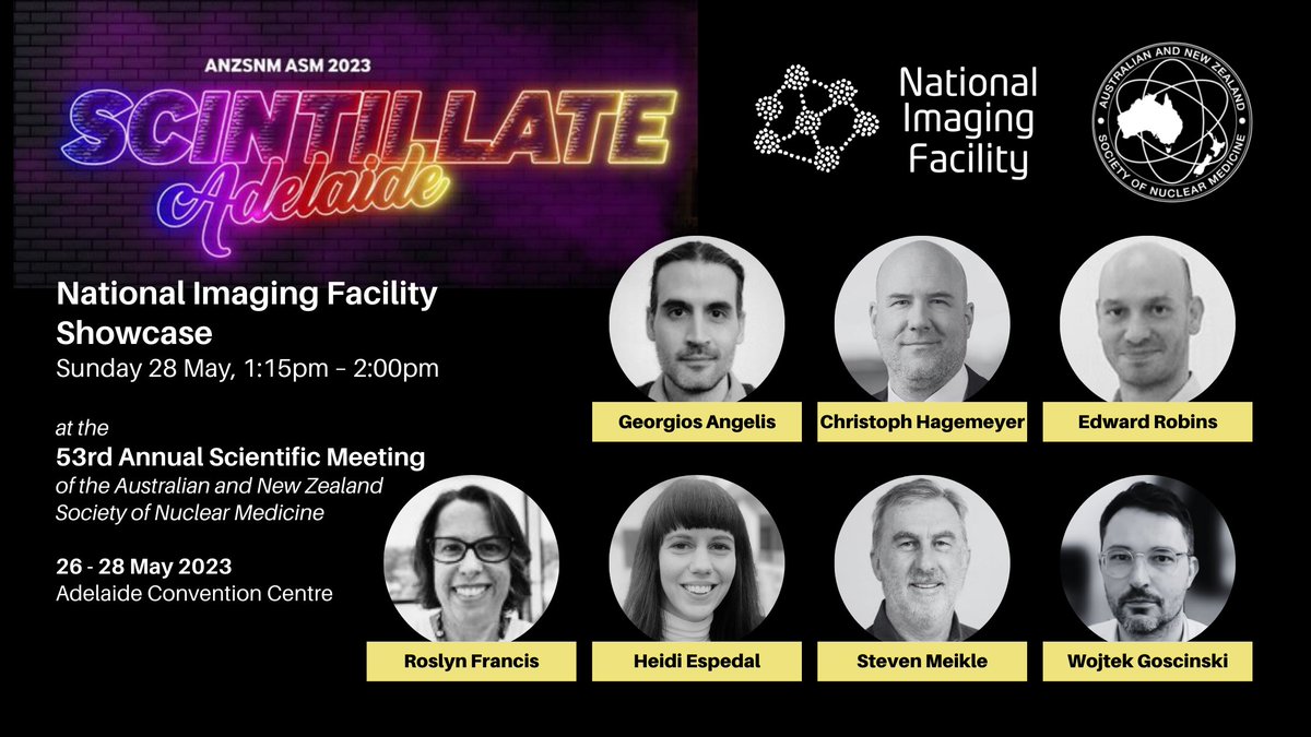 Australian National Imaging Facility (@nifaus) on Twitter photo We're pleased to host the National Imaging Facility Showcase at <a href="/anzsnm1969/">ANZSNM</a> this year, featuring presentations from Georgios Angelis, <a href="/cehagemeyer/">Christoph Hagemeyer</a>, Edward Robins, Roslyn Francis, <a href="/HEspedal/">Heidi Espedal</a>, <a href="/WojtekJamesG/">Wojtek James Goscinski</a> and Chaired by @StevenRMeikle.
More info: anif.org.au/anzsnm-2023 We're pleased to host the National Imaging Facility Showcase at <a href="/anzsnm1969/">ANZSNM</a> this year, featuring presentations from Georgios Angelis, <a href="/cehagemeyer/">Christoph Hagemeyer</a>, Edward Robins, Roslyn Francis, <a href="/HEspedal/">Heidi Espedal</a>, <a href="/WojtekJamesG/">Wojtek James Goscinski</a> and Chaired by @StevenRMeikle.
More info: anif.org.au/anzsnm-2023