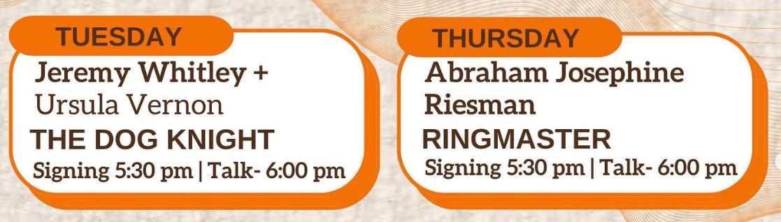 Got time this week and live in the NC Research Triangle? You can come see me at @FlyleafBooks tomorrow and @abrahamjoseph on Thursday! THERE! We just made your calendar way better!