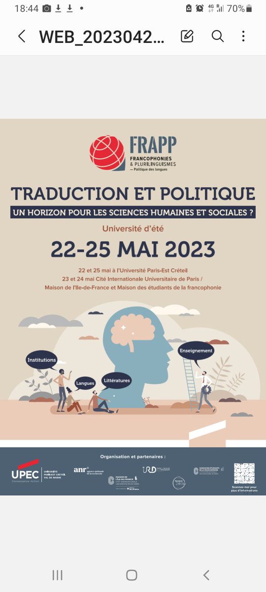 djason_2015's tweet photo. Affiche de la 3ème Université d'été de @EurFrapp du 22 au 25 mai autour de "Traduction et Politique " à @UPECactus l'université Paris-Est Créteil et à la Maison de la Francophonie, Cité universitaire. 
Le programme est ici : https://t.co/jhwsPr4GcI https://t.co/LA3tWWO8KD