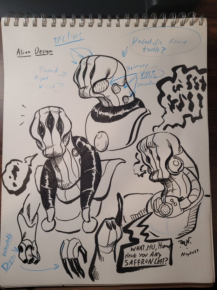 Adobe_Coyote's tweet photo. Trying to figure out the alien designs for the comic. Wanted something weird, and my first thought was this.
#art #scifi #conceptart https://t.co/KeOENn6MAh