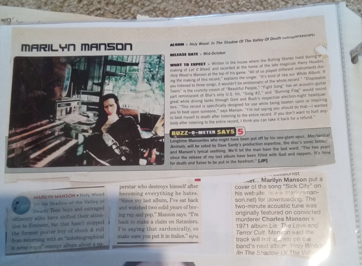 Found another #Holywood studio article in my #marilynmanson scrapbook. #istandwithmarilynmanson