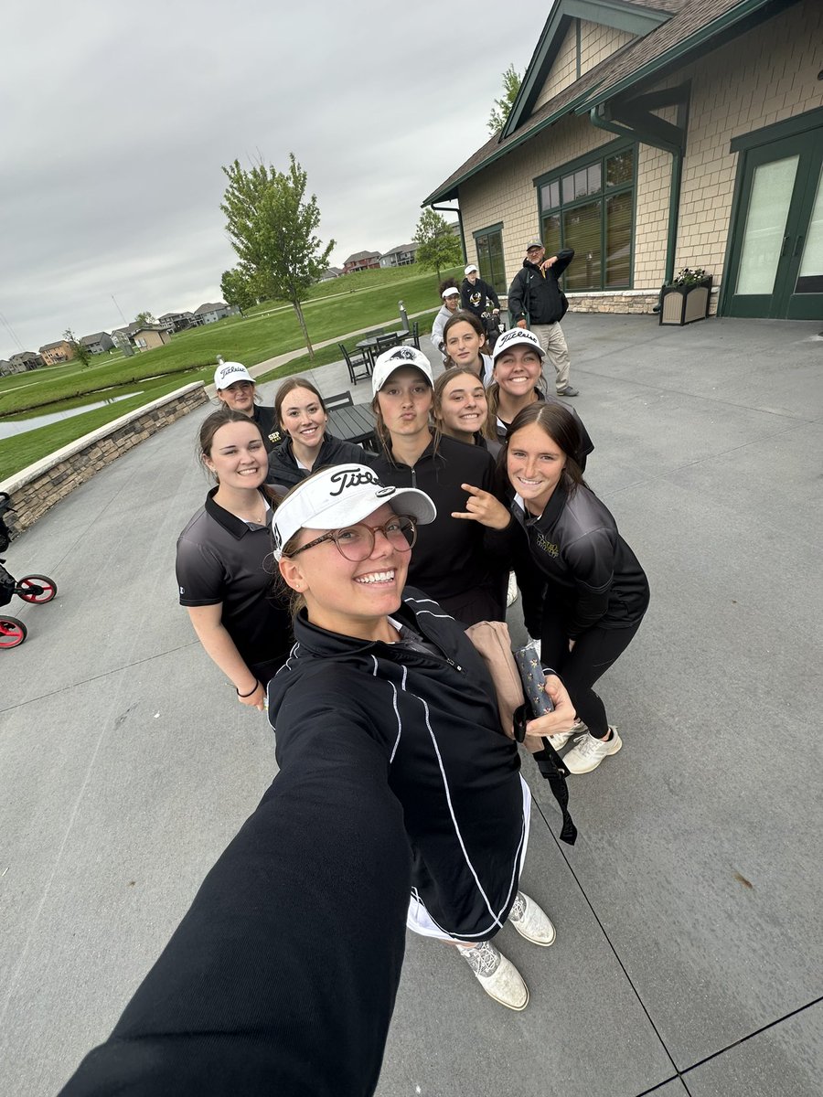 Nine holes- no problem! The Rams broke the school record (again) with a 156:
<a href="/Rylin64732105/">Rylin</a> (37)
Anna Wahman (39)
<a href="/HannahSchwemm/">Hannah Schwemm</a> (40)
<a href="/PruntyOlivia/">Olivia Prunty</a> (40) 
count for the win! 💛🖤