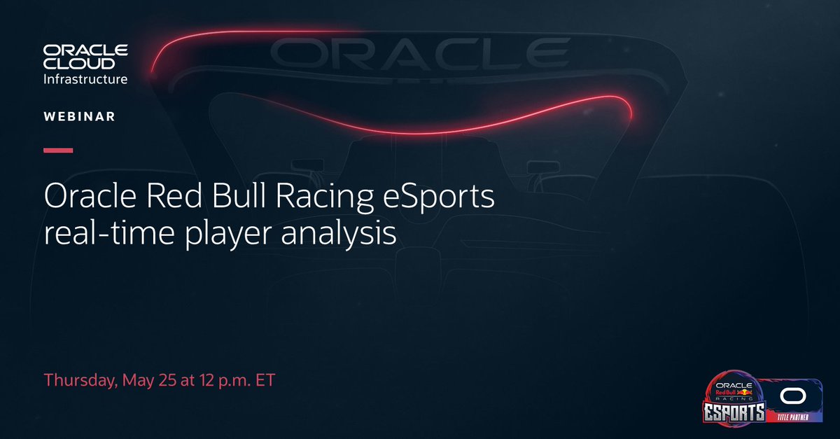 Tune in to this live webinar to learn how #OCI is being used to develop solutions that will allow eSports players to race online and compare their driving against <a href="/redbullracing/">Oracle Red Bull Racing</a>'s top drivers. social.ora.cl/6011OgIy1
