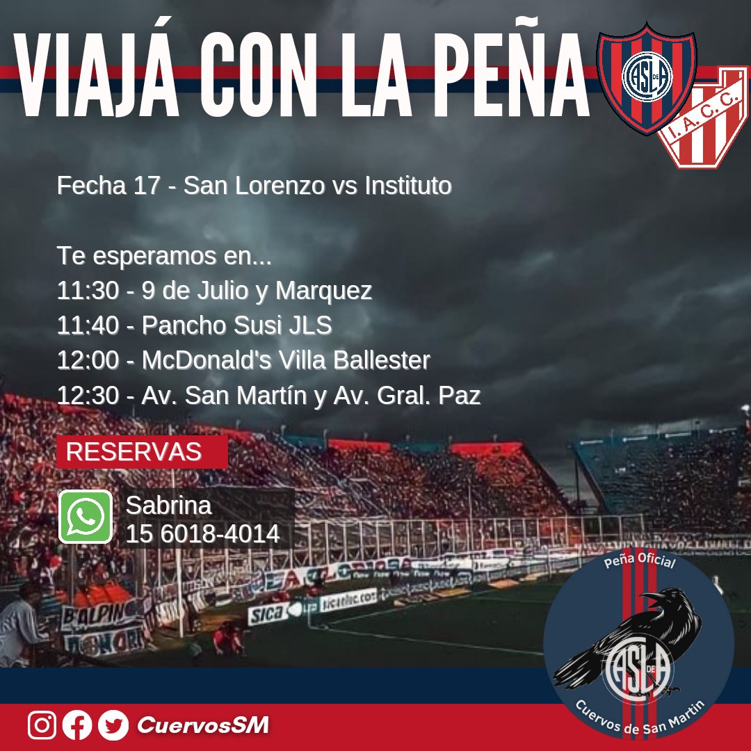 VIAJA CON LA PEÑA

Reserva tu lugar y sumate al listado exclusivo de la peña para el canje

No te quedes abajo! Comunicate al:
📱11 6018-4014 Sabri