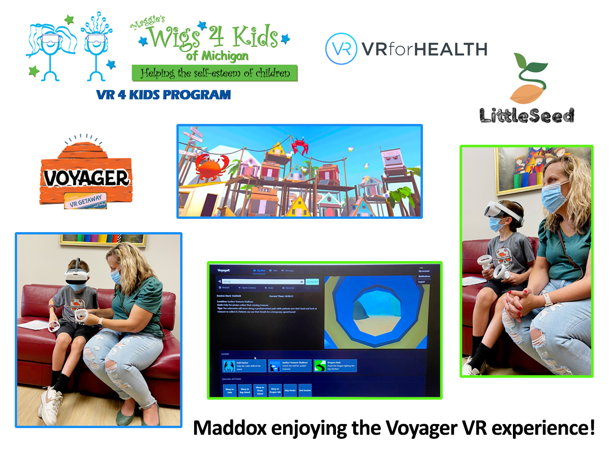 MaggieWigs4Kids's tweet photo. Thank you, @LittleSeedIO and @VRforHealth for adding the Voyager technology to our VR 4 Kids Program Pilot @maggiewigs4kids! @b_savoldelli @health20Paris https://t.co/RsPMjLM9mA