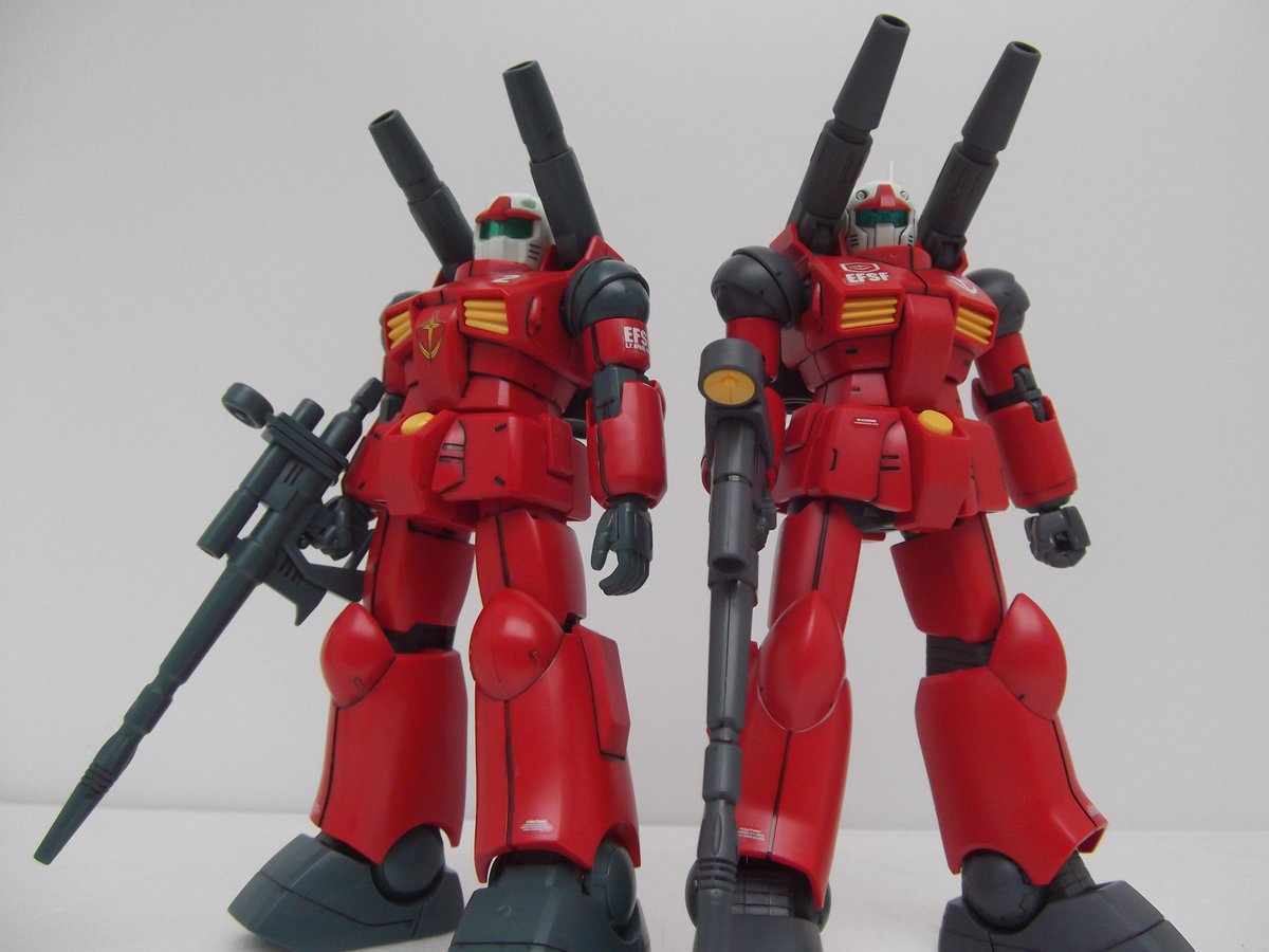 ガンキャノンを比べてみた！
HGUC（左）とHGUC REVIVE（右）
頭の大きさが‥‥。
#ガンプラ好きと繋がりたい
#ガンプラはどんな自由な発想で作ってもいいんだ