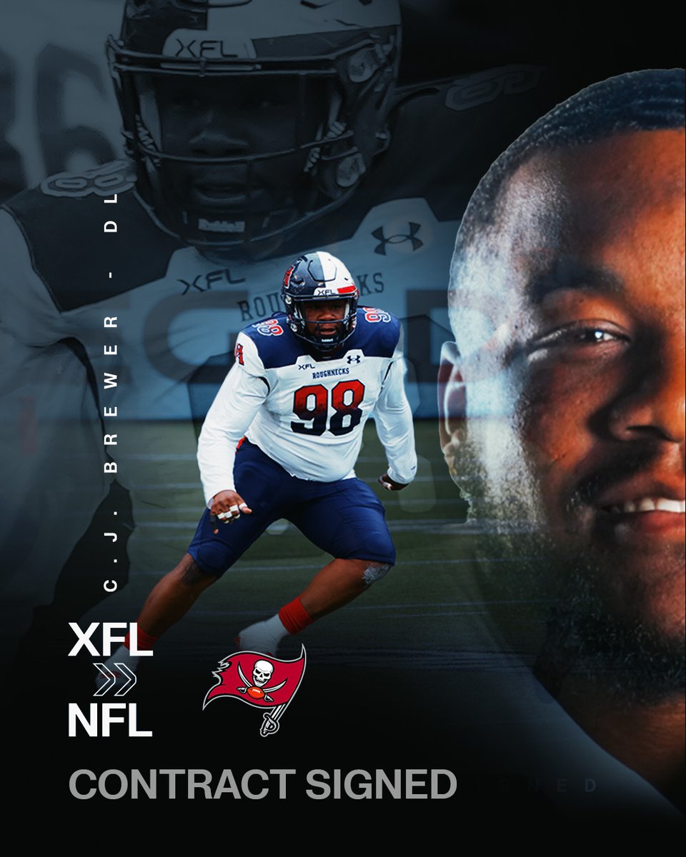 TheUFL's tweet photo. 🚨 @XFLRoughnecks DL C.J. Brewer signed his NFL contract with the @Buccaneers 

#XFLtoNFL | #XFL2023 https://t.co/XMPdp3t695
