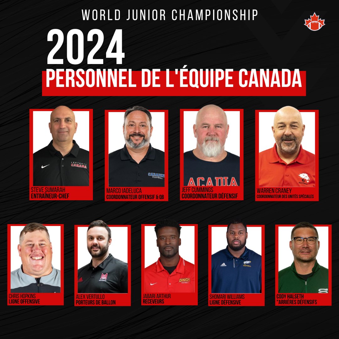 Introducing the dynamic 2024  Junior National Team Staff! 

We're thrilled to welcome these talented coaches to our team and can't wait to see what they have in store for our country's up-and-coming football stars 🏈🇨🇦 #FootballCanada #RoadToGolf