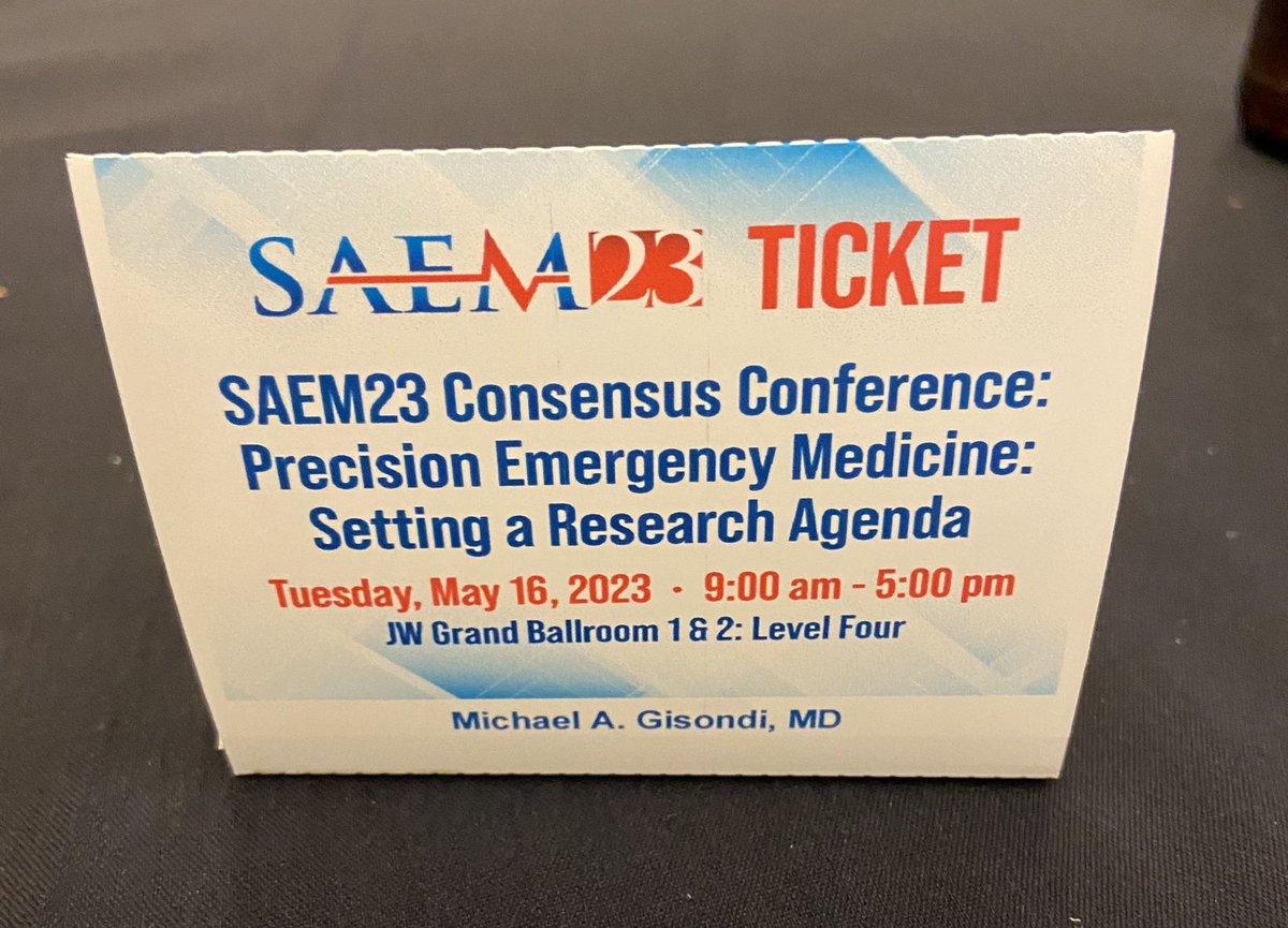 It’s happening! After 20 months of planning, the #SAEM23 Consensus Conference “Precision Emergency Medicine” is tomorrow. My thanks to @AHRQNews for funding this future-casting meeting.