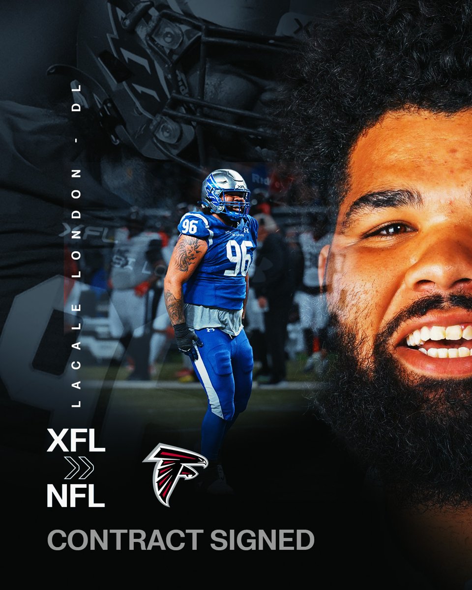 🚨 <a href="/XFLBattlehawks/">St. Louis Battlehawks</a> DL <a href="/LaCaleLondon44/">LaCale</a> has signed his NFL contract with the <a href="/AtlantaFalcons/">Atlanta Falcons</a> 

#XFLtoNFL | #XFL2023